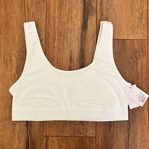NWT Women's White Cotton Stretch Unlined Scoop Bralette